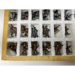 Lamming Miniatures - Bill Lammings own 1970s promotional display set of sixty-three 25mm miniature WW2 Russian Infantry soldiers with light artillery gun; hand painted by Bill Lamming for exhibition.
