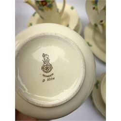 Royal Doulton Minden pattern dinner and tea wares, number D5334, together with a selection of silver plated flatware, most marked for Walker & Hall. 