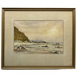 Edward H Simpson (British 1901-1989): 'Scarborough - Inner Harbour', watercolour signed, labelled verso 28cm x 44cm; Edward H Simpson (British 1901-1989): 'Scarborough from Carnelian Bay', watercolour signed, labelled verso 29cm x 43cm (2)