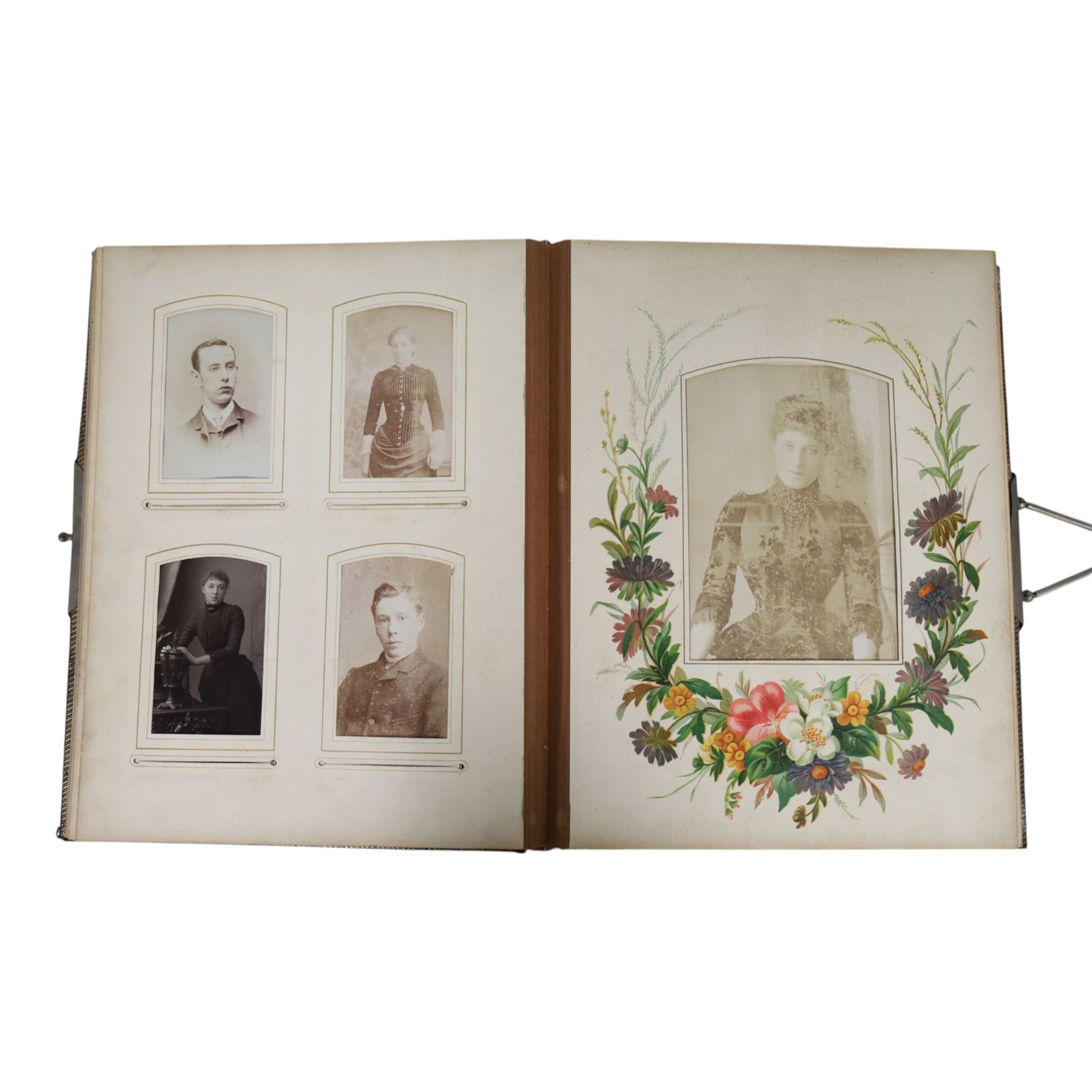 Two Victorian photograph albums, containing a collection of full and portrait Cartes de Visite, photographs and other ephemera