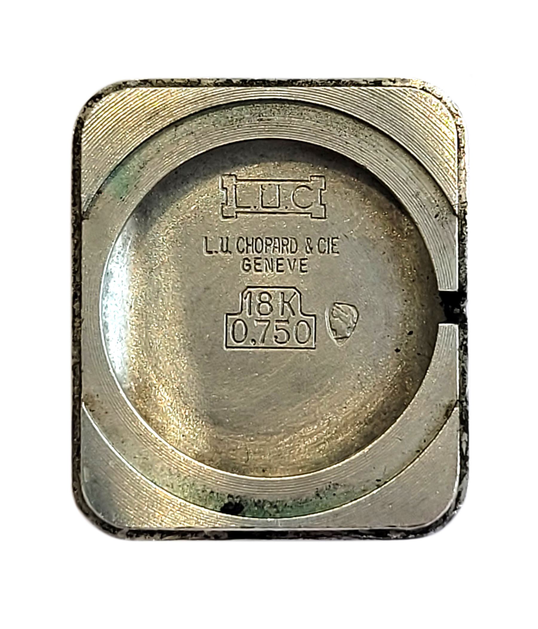 Tiffany & Co ladies 18ct white gold manual wind wristwatch, movement by Chopard, diamond and sapphire bezel, case stamped 18K with Helvetia hallmark, on 18ct white gold integral bracelet, stamped 750