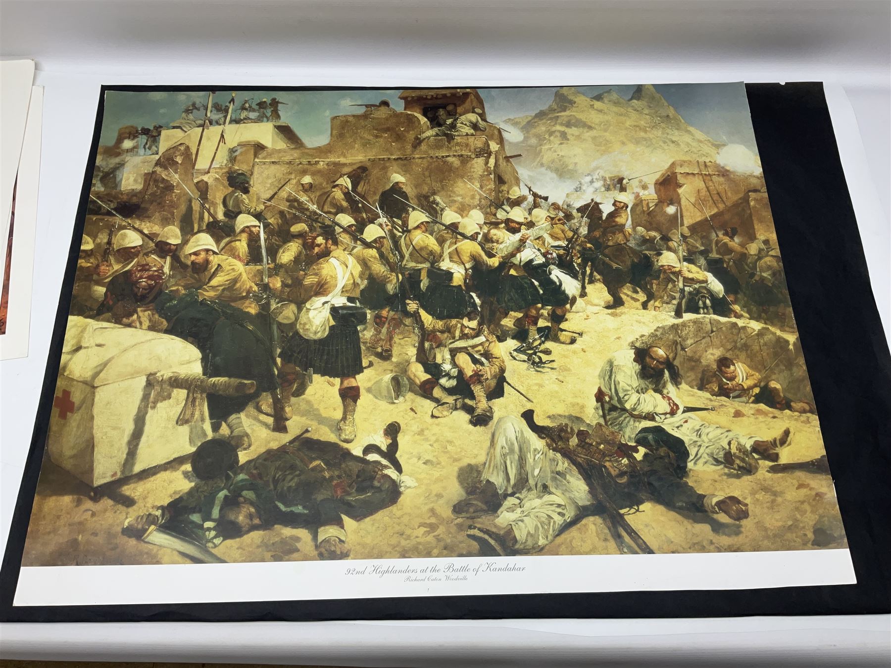 Large poster entitled 'Crests and Badges of the British Army in Daily Use 56 x 86cm; together with twenty-five colour prints of military interest including Crimean War, Boer War, WW2 etc; various sizes; all unframed