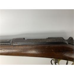 French Model 1866 Chassepot 11mm bolt-action needle fire rifle, the 70.5cm barrel stamped with various proof marks, the action inscribed 'Manufacture D'Armes St. Etienne Mle 1866-74', walnut full stock with brass mounts, stock stamped 8798, under barrel ramrod and two sling swivels L117cm