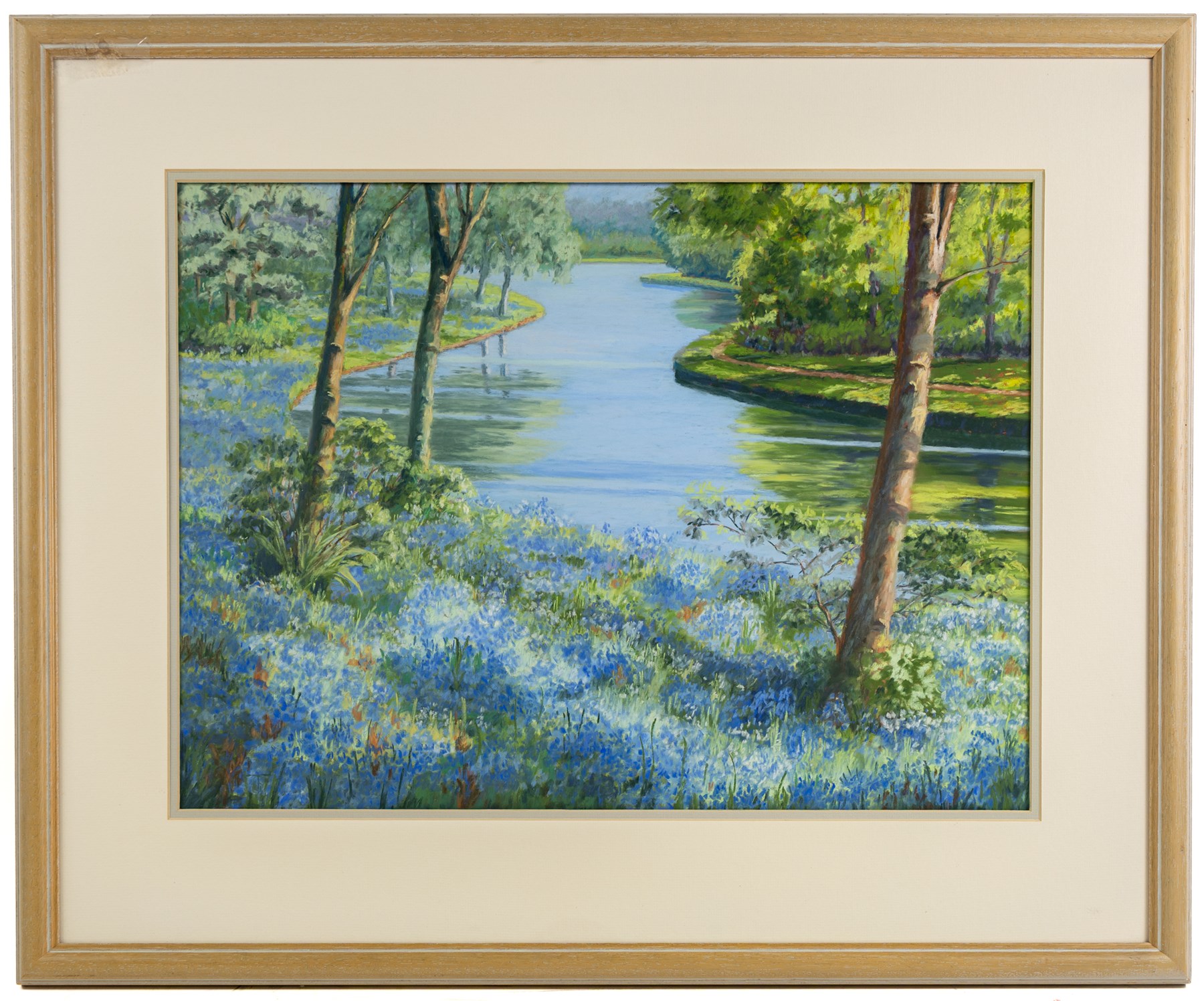 Shirley Trumble (Yorkshire 1937): 'Bluebells' and 'Sunlit Poppies II', pair of pastels signed with monogram, titled on artist's label verso max 46.5cm x 61.5cm (2)