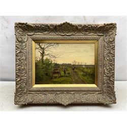 William Greaves (British 1852-1938): Filling the Haycart, oil on canvas signed 24cm x 35cm