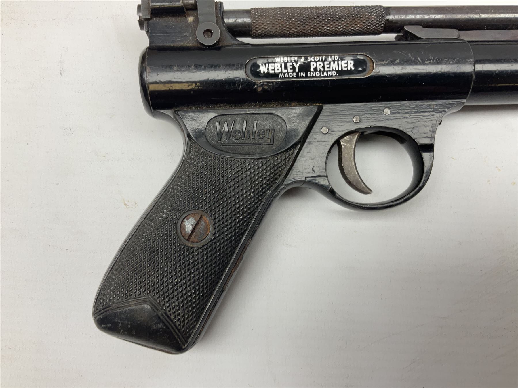 Webley Hurricane .22 air pistol with over lever action and thumb safety L27cm; Webley Premier .22 air pistol with over lever action No.816; part Diana model 2 air pistol; and quantity of .22 pellets in three tins