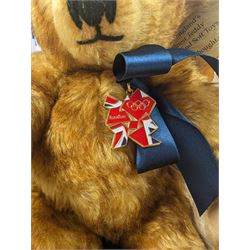 Two collectable bears, comprising Steiff Diamond Jubilee bear and Merrythought London 2012 Olympic bear, tallest H30cm