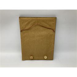 Victorian sampler by Emily Victoria, dated May 1848, worked with the bands of alphabet, figures and house, further detailed with other motifs including urn of flowers, dog, and crowns, within a vine border, framed and glazed, overall H33 W25.5cm