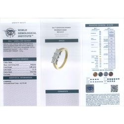 18ct gold diamond ring, set with three princess cut diamonds, hallmarked, total diamond weight 1.00 carat, with World Gemological Institute report