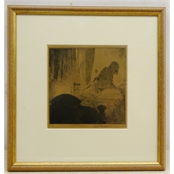  Brake Baldwin (British 1885-1915): 'Woman on Bed', etching signed in pencil 16cm x 15cm Provenance: from the collection of the late Brian Hill of Bridlington, purchased by Brian Hill from Michael Parkin Fine Art 'Brake Baldwin' exhibition 1990 No.89, receipt inc.  