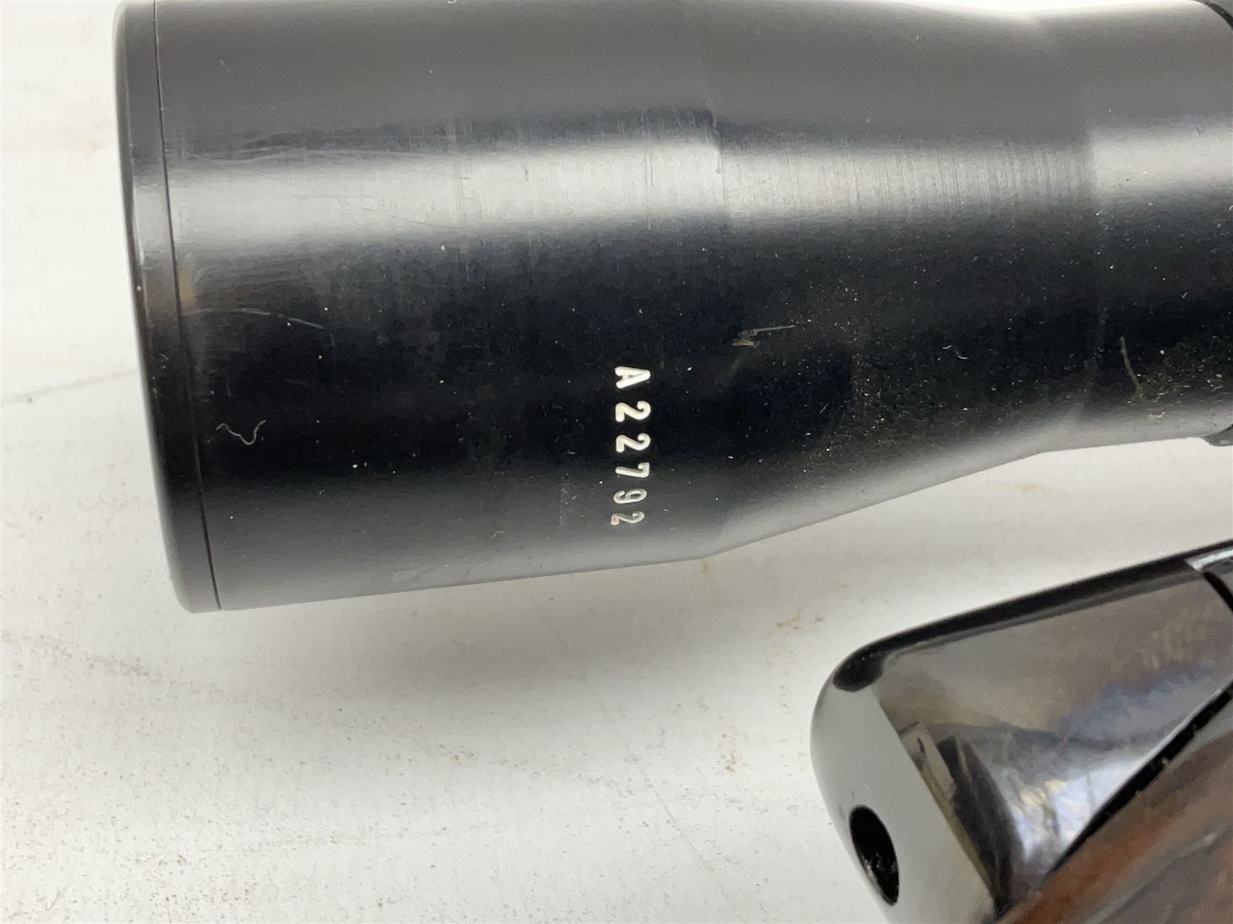 30-06 Steyr-Mannlicher Model M bolt-action rifle, the 61cm hammer forged barrel with side safety, double set trigger and lift-out rotary magazine, walnut stock with chequered pistol grip and fore-end and additional soft leather cheek piece, Pecar Berlin Champion 8 x 45 telescopic sight with quick release mounts, serial no.204791 L111cm FIREARMS CERTIFICATE REQUIRED OR RFD