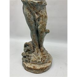 Garden ornament modeled as a putti with butterfly, H50cm