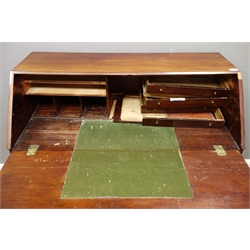 George III mahogany bureau, fall front above four graduating drawers, bracket feet, W105cm, H107cm, D51cm  