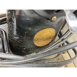 Mahogany cased electric Singer sewing machine, not tested 