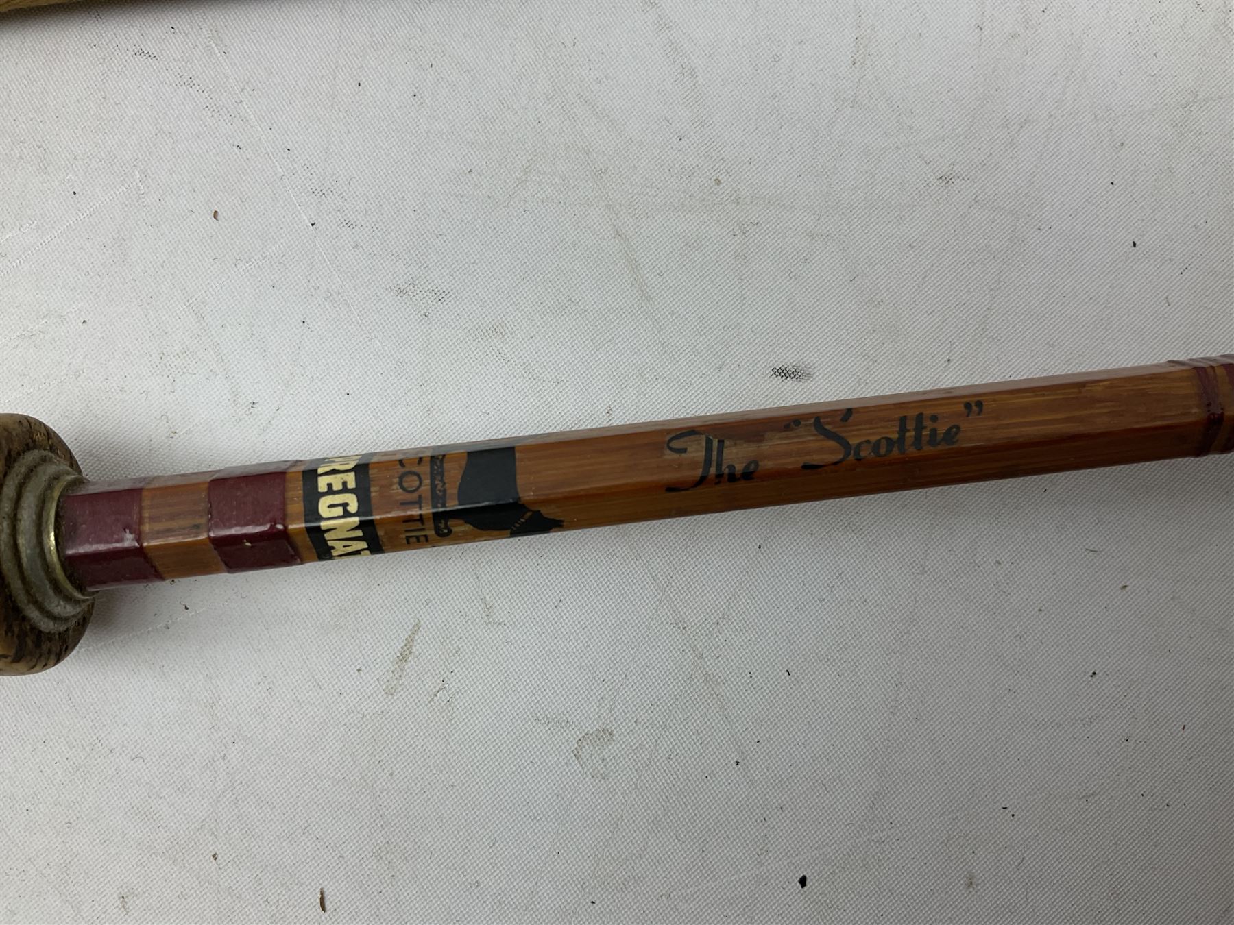 'The Scottie' 9ft 6inch split cane two piece fly fishing rod, housed in a Farlow's London rod bag