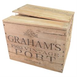 Graham's 1983 vintage port, 75cl unknown proof, twelve bottles, cased