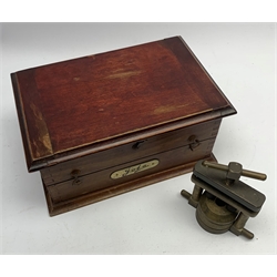  Dentistry - 'Jota' Burs storage box, two fitted compartments containing various bur drills, mostly in original packaging by Jota and Ash & boxed Corega sample bottle, L24cm x H12cm and a 
