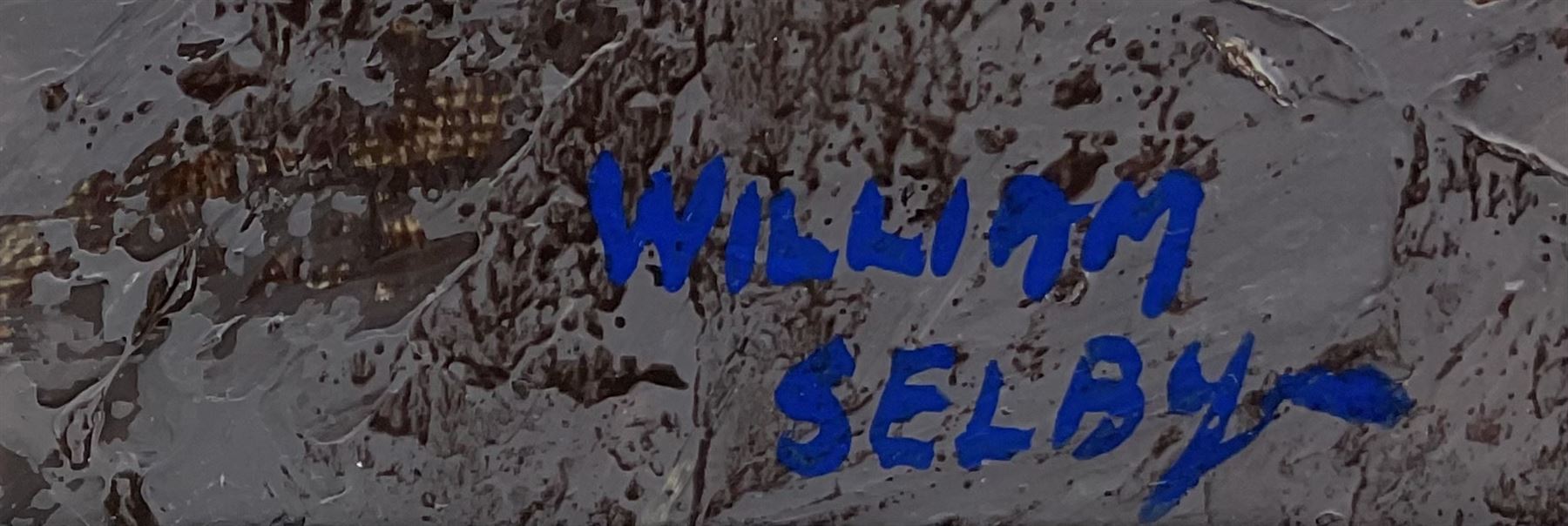 William Selby (Northern British 1933-): 'Cottages at Gunnerside' in Swaledale, oil on board signed 45cm x 76cm