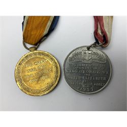 WW1 pair of medals awarded to 151761 Gnr. S. Loten R.A. with ribbons; four WW2 medals with ribbons; and small quantity of cap badges, medallions etc