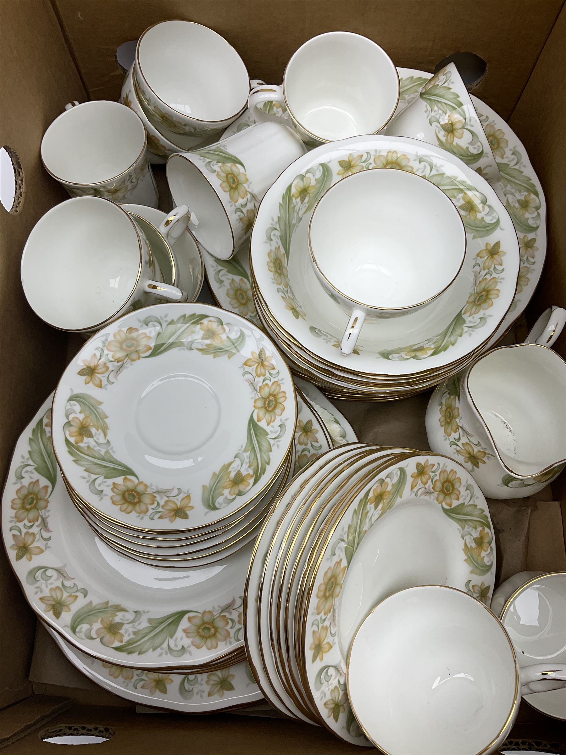 Tea and dinner wares, including Duchess greensleeves design, approximately 56 pieces, crown china imperial design, approximately 20 pieces and colclough pattern number 8378 approximately 20 pieces, two boxes.