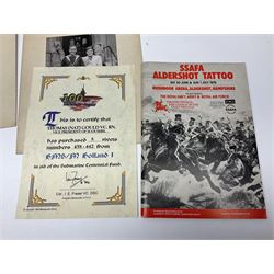 WW2 submarine interest - archive of ephemera and photographs relating to submariner Petty Officer (later Lieutenant) Thomas William Gould V.C. of HMSub Thrasher; predominantly post-war with later copies of contemporary photographs and documents including Certificate of Service in slip-case, War Patrol Reports, First Day Covers, press cuttings, 'For Valour' film script, business cards etc.
Auctioneer's Note: An extract from Gould's VC award citation reads 