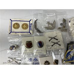 American patches and badges, including para wings, USS Constellation, Strategic Air Command, U.S. military academy, health service regt, Navy Seals, Air Defence Command, Seventh Fleet, various collar badges etc