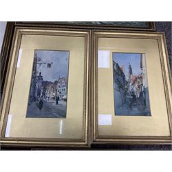 Collection of oil paintings and watercolours, artists to include, J Douglas, AH Angel, G Ashworth, portrait oil, Stuart Walton signed print, two William Widgery prints, etc