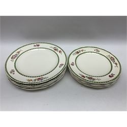 Copeland Spode, Spode's Glory pattern part dinner service, comprising two covered tureens, six dinner plates, six side plates, six dessert plates, sauce jug, three serving dishes of various sizes   