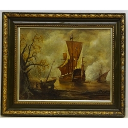  Shipping off the Coast, 19th century oil on canvas laid onto board signed and dated 1879 by T Simpson 36cm x 47cm  