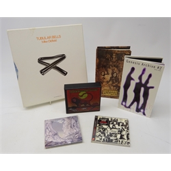  Mike Oldfield 'Tubular Bells' ultimate edition Vinyl/CD/DVD box set complete with inserts, Genesis Archive 1967-75 and #2 1976-1992 CD box sets, Emerson Lake & Palmer 2010 CD box set, Relayer Definitive Edition CD/Blu-ray and Rolling Stones Exile on Main Street Collector's Edition CD   