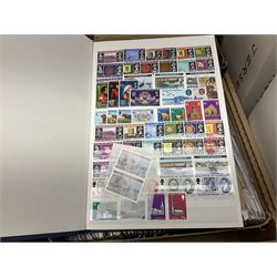 Isle of Man, Jersey, Guernsey and Alderney stamps, from the 1st commemoratives, including mint stamps, gutter pairs and miniature sheets, various first day covers many with special postmarks, the majority of the collection dating, over 30+ years, from the 1970s to the early 2000s, housed in various ring binder folders, stockbooks and in envelopes, in two boxes