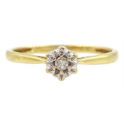 18ct gold single stone illusion set round brilliant cut diamond ring, hallmarked