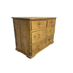 Victorian pine chest, fitted with two short and two long drawers
