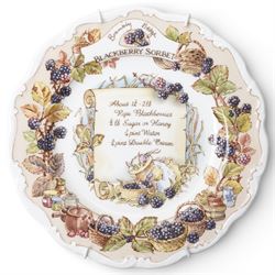 Eight Royal Doulton Brambly Hedge plates from the The Recipe Plate Collection, comprising 'Nettle Soup', 'Strawberry Shortcake', 'Mushroom Tart', 'Apple Pie', 'Elderflower Wine', 'Crystallized Violets', 'Blackberry Sorbet' and 'Honey & Nut Biscuits' (8)
