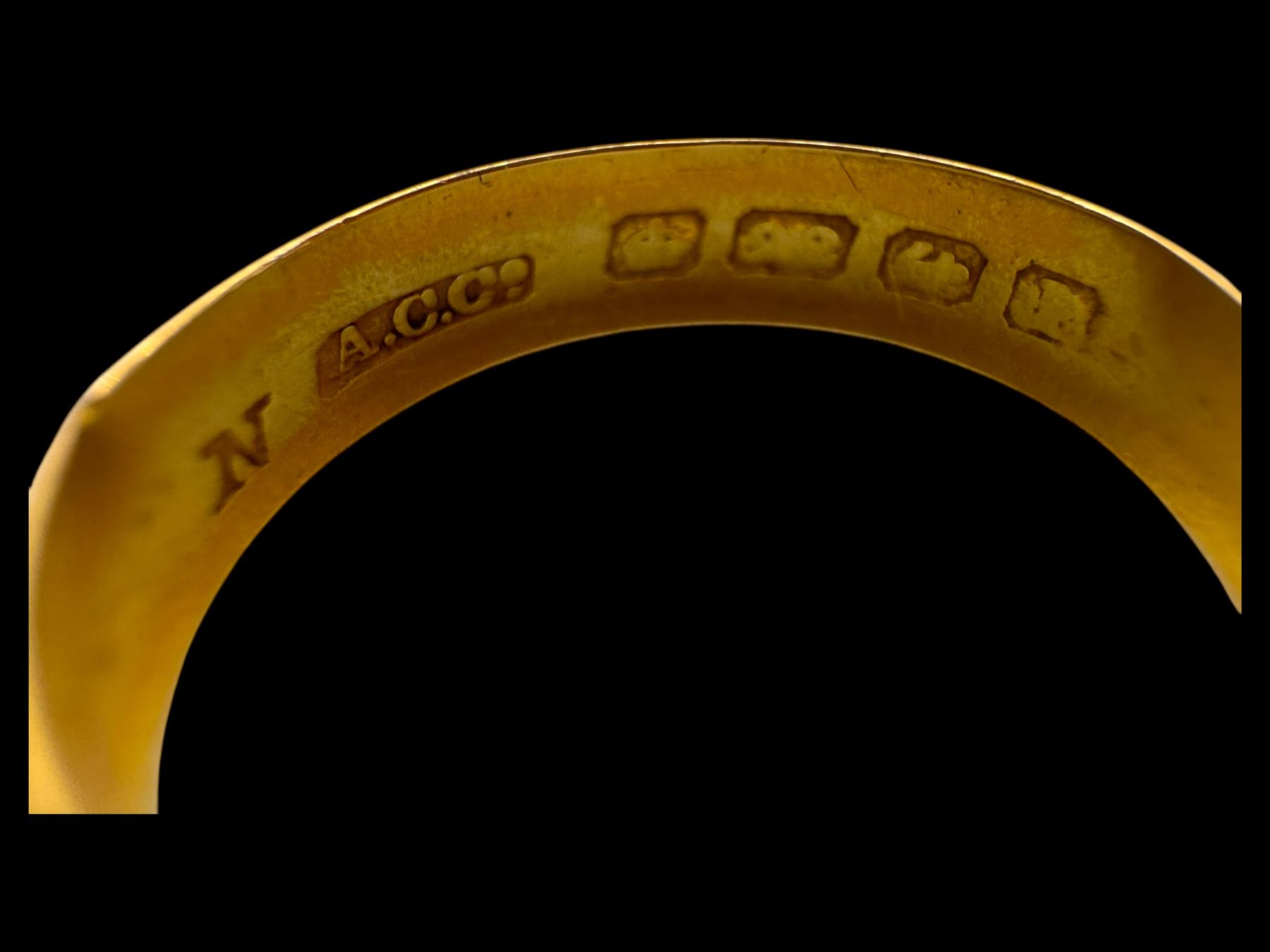 22ct gold wedding band and a 9ct gold wedding band, both hallmarked