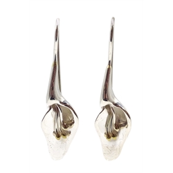  Silver lily pendant earrings, stamped 925  