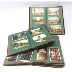  Edwardian and later postcards, greeting cards - local views, shipping etc, in three albums  