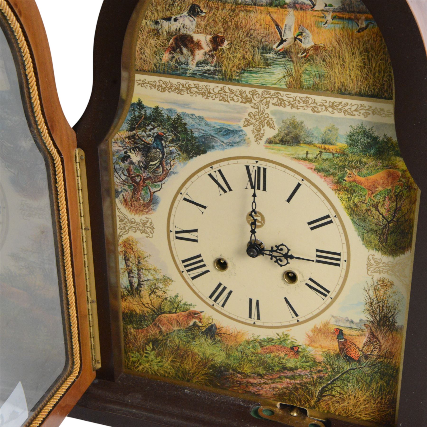 The Wildlife Clock by Conrad Franz, 8-day mechanical movement striking on a bell, mantel or wall mountable, with key H37cm