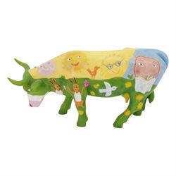 Six Cow Parade cows, including Lowry Cow, The Divas, Corn on the Cow, A Christmas Cowrol, Happy Birthday to Moo and The Cow of the Seven Suns 