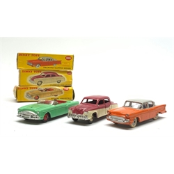 Dinky - Packard Convertible No.132, Packard Clipper Sedan with windows No.180 and Studebaker Land Cruiser No.172, all boxed (3)