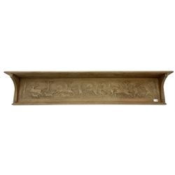 Oak wall shelf relief carved with hunting scene