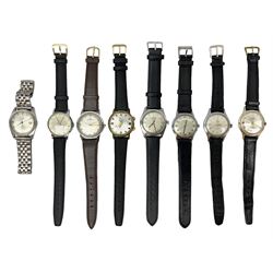 Eight manual wind wristwatches including Baume, Favre-Leuba, Sekonda, Ingersol, Marvin, Smiths, Azhar and Lanco