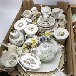 Collection of assorted ceramics, to include Shelley preserve pot, Regal Ware coffee wares, Paragon tea wares, floral encrusted ornaments, other tea wares and decorative ceramics, in two boxes