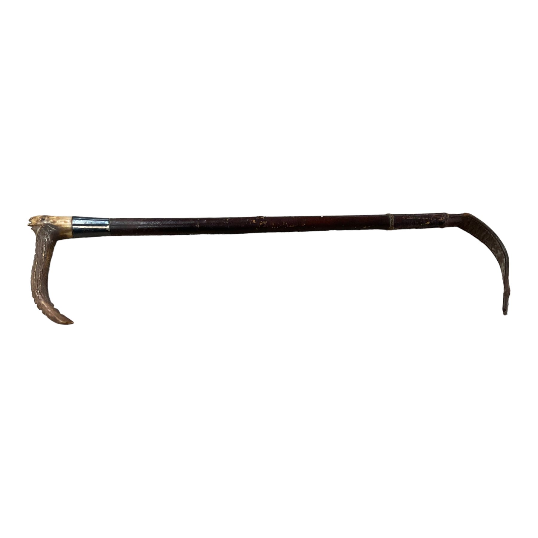 Walking sticks, hunting crop with silver collar, etc with stand