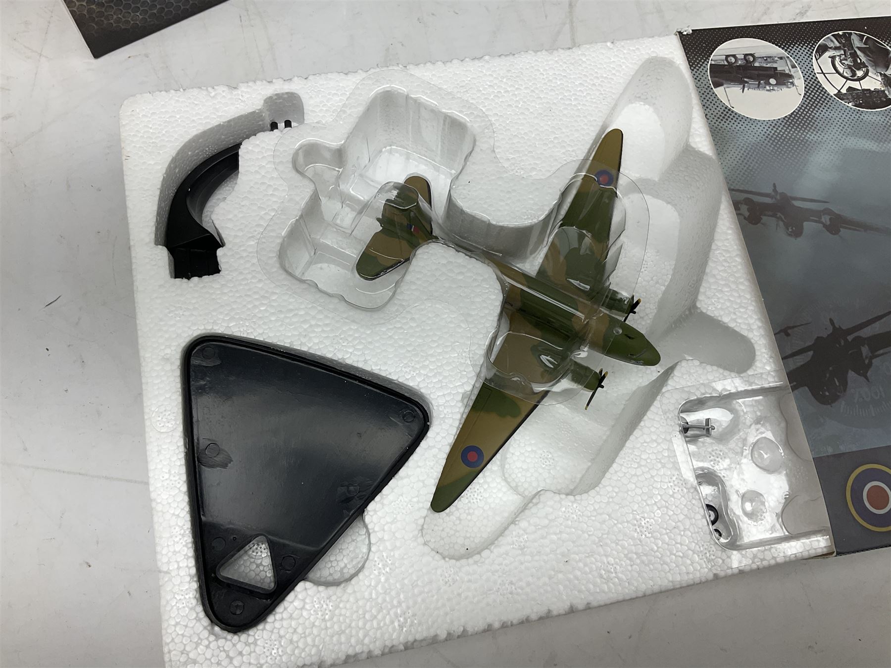 Nineteen Atlas Editions die-cast models of aircraft; to include Douglas Dakota C-47, Forke Wulf, Handley Page Halifax, De Havilland DH-98 Mosquito Mk.IV, etc and two others similar by IXO Models; all boxed (21)

