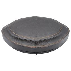 Victorian silver berry dish, of oval form, profusely embossed with floral and foliate decoration, hallmarked Goldsmiths & Silversmiths Co (William Gibson & John Lawrence Langman), London 1894, and a Victorian silver berry spoon, the gilt bowl embossed with berries, hallmarked London 1846, maker's mark worn and indistinct, contained within a tooled leather retailers case for Goldsmiths & Silversmiths London, both also with French weevil import marks, bowl end to end W27cm