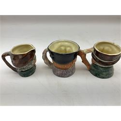 John Beswick figure of a seated piglet, Beswick Beatrix Potter Mrs Rabbit and Peter figure, and quantity of Sandland Character Ware jugs