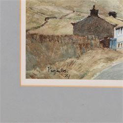 Joseph Pighills (British 1902-1984): 'Nab Hill and Nan Scar - Oxenhope', watercolour signed and dated '79, titled verso 25.5cm x 35cm; George 'Griff' Griffiths (British 1939-2017): 'Arthington Near Otley', watercolour signed, titled verso 22.5cm x 33.5cm (2)