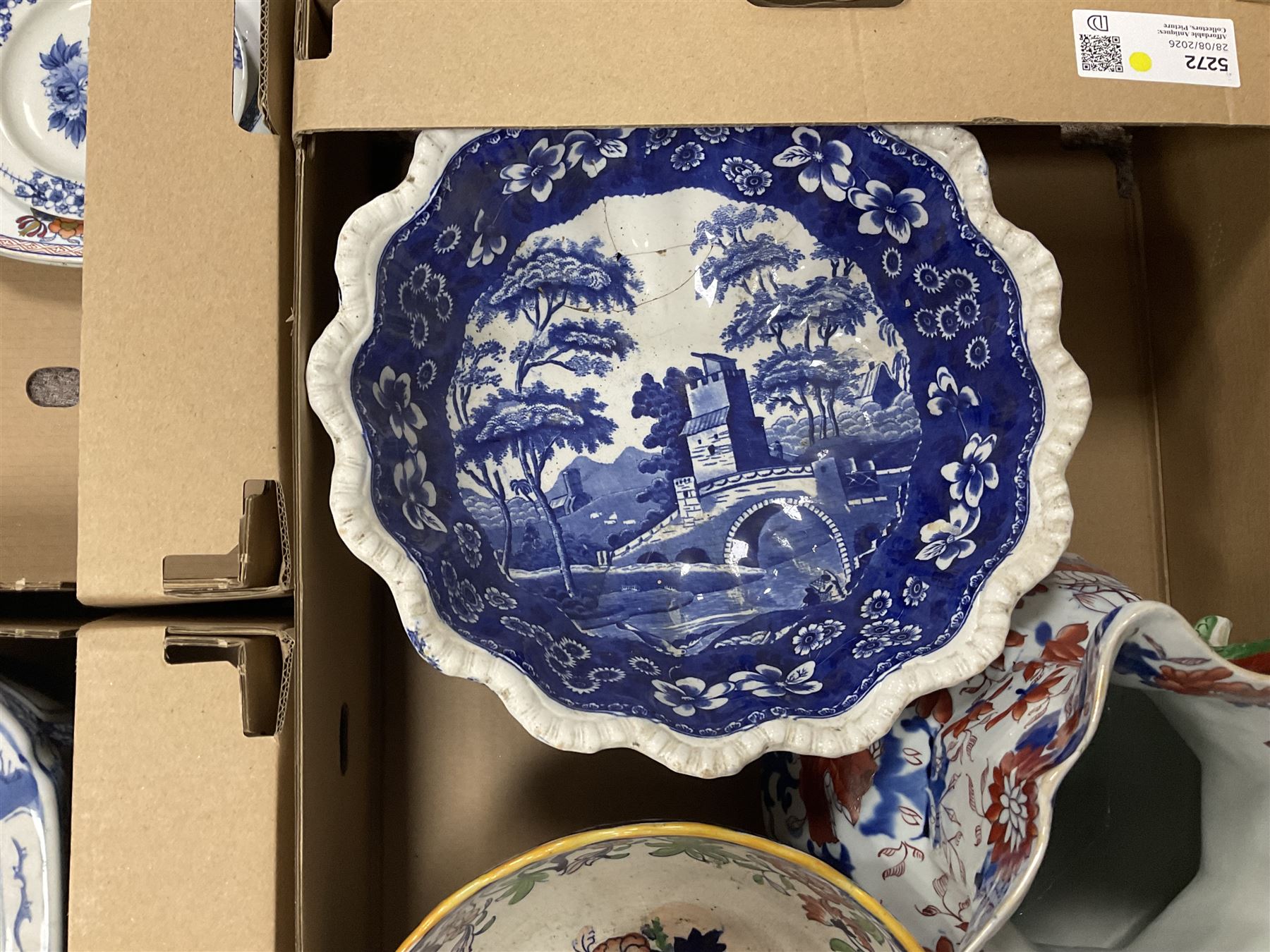 Spode Tower pattern bowl, together with Masons jug, transfer print ceramics and other collectables, in four boxes 