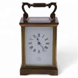 French-Early 20th century 8-day corniche carriage clock with a replacement lever platform ...